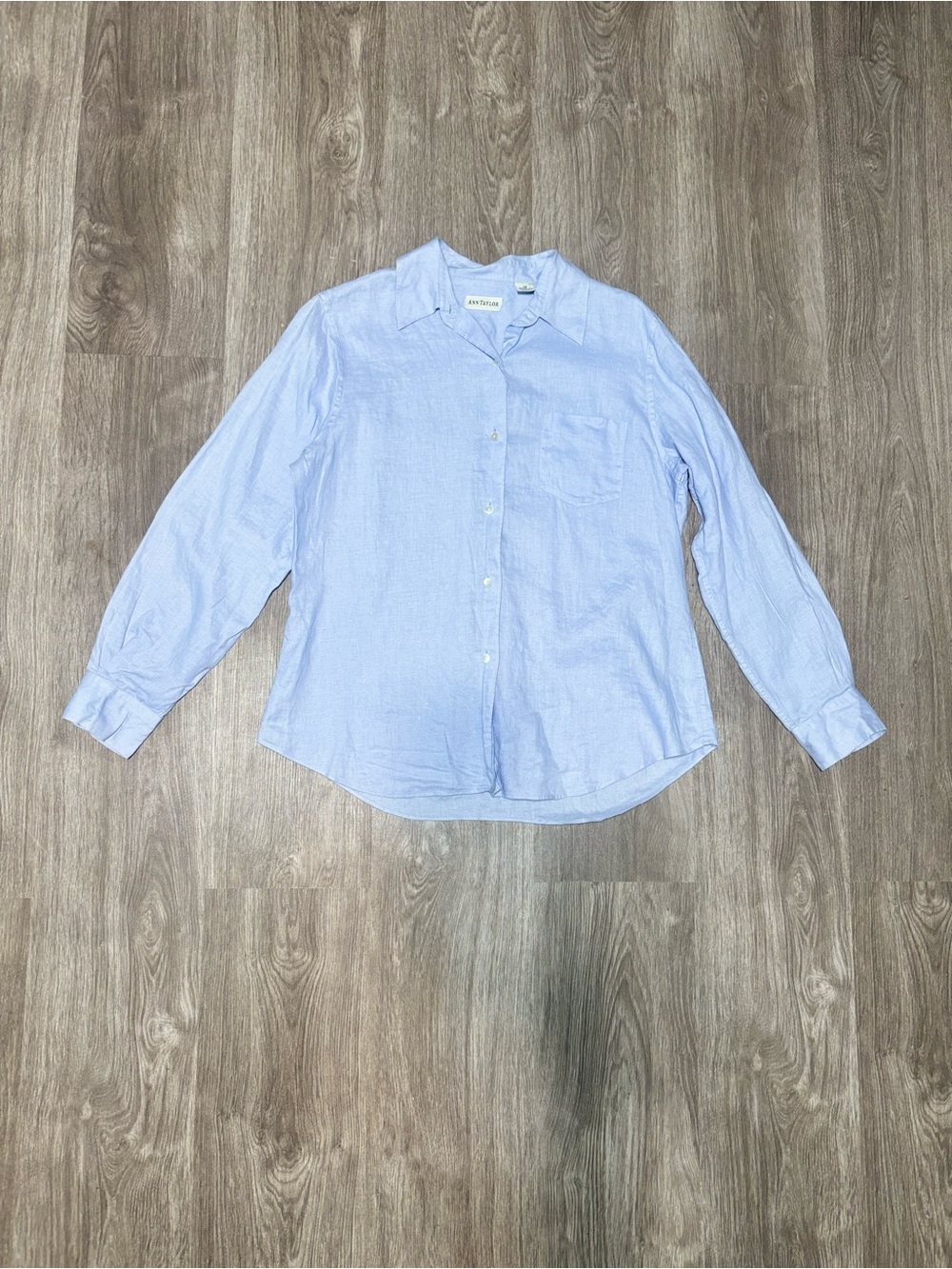Vintage Ann Taylor Light Blue Casual Button-Down Shirt